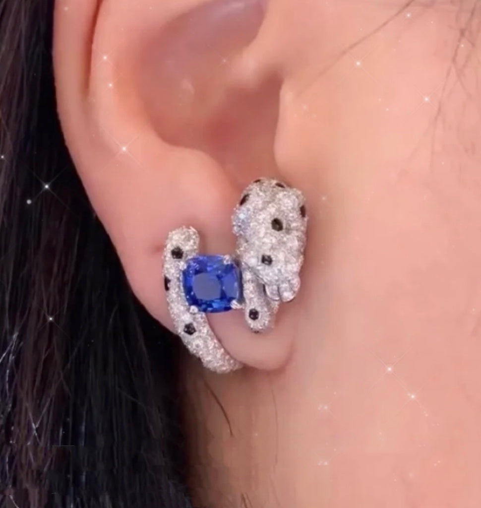 CARTIER PANTHERE DE CARTI BLUE DIAMOND EARRINGS