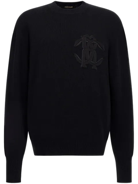 Roberto Cavalli logo-embroidered wool sweatshirt