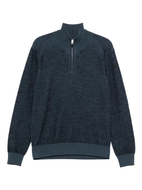 Brioni ribbed zip-neck sweater