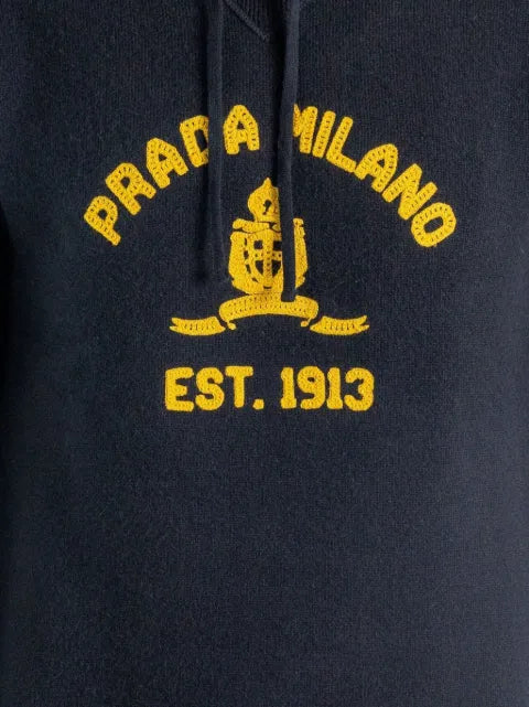 Prada logo-embroidered hoodie