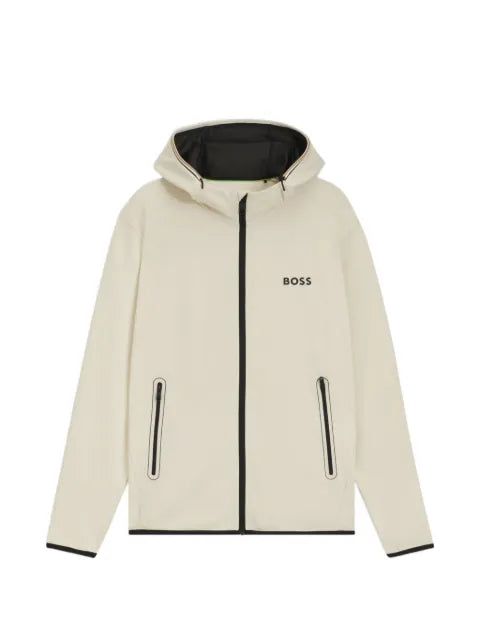 BOSS active stretch-gabardine zip-up hoodie with thermoregulating technology