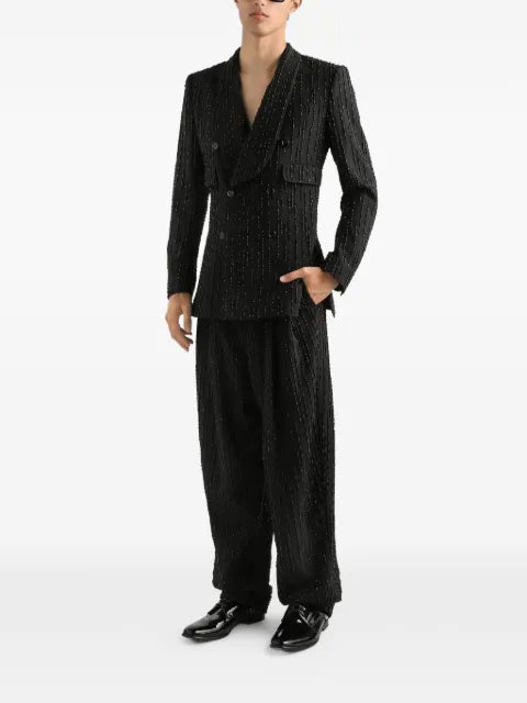 Dolce & Gabbana Double-breasted embellished-stripe blazer