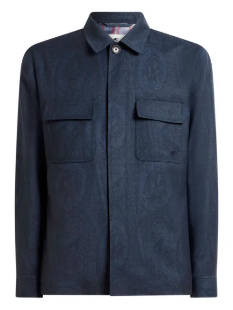 ETRO shacket in wool with arnica motif