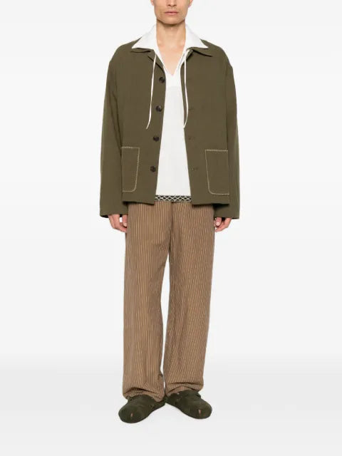 COMMAS palm-embroidered patch-pocket overshirt