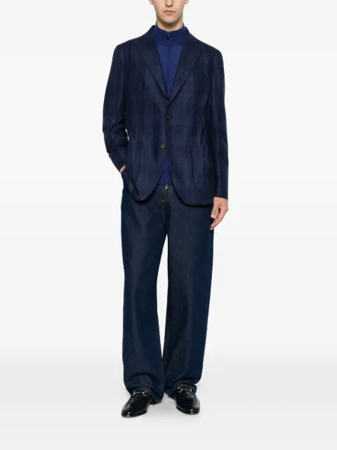 Eleventy check-pattern single-breasted jacket