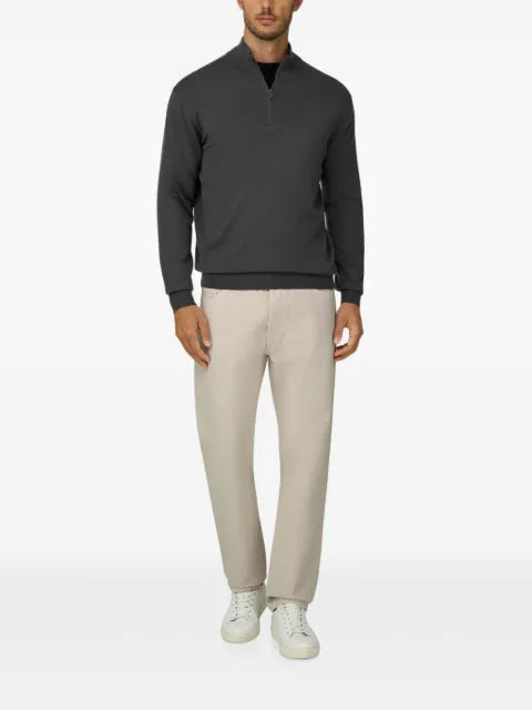 Boggi Milano quarter-zip jumper in extrafine merino wool