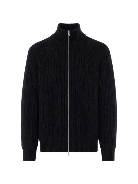 AMISH zip-up ribbed-knit cardigan