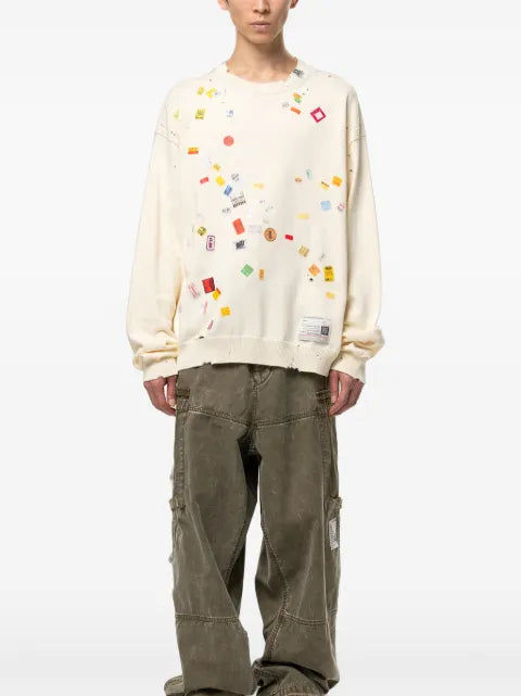Maison MIHARA YASUHIRO price tag sticker printed knit sweater