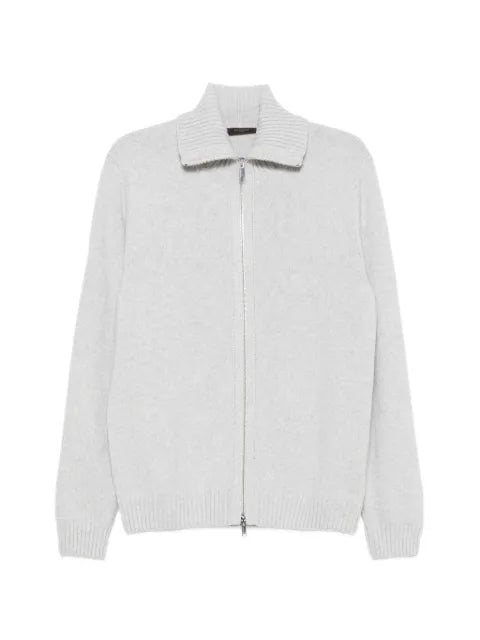 Zanone zip-up ribbed-collar cardigan