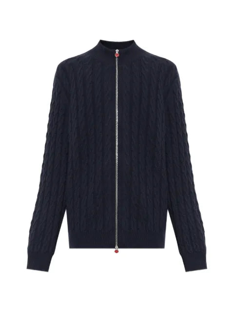 Kiton cable-knit zip-up cardigan