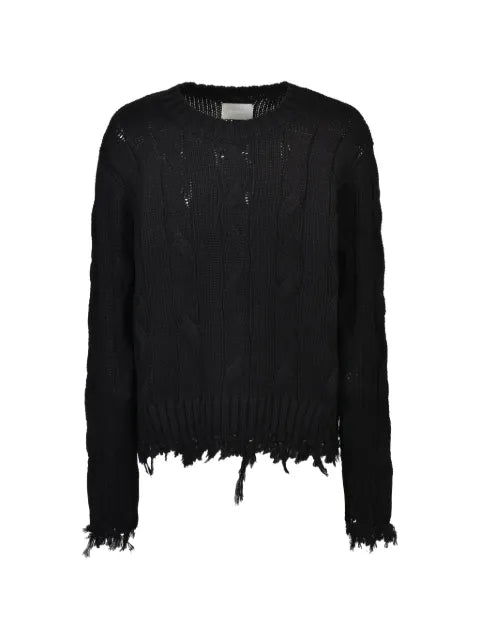 CEDARWOOD distressed cable-knit sweater