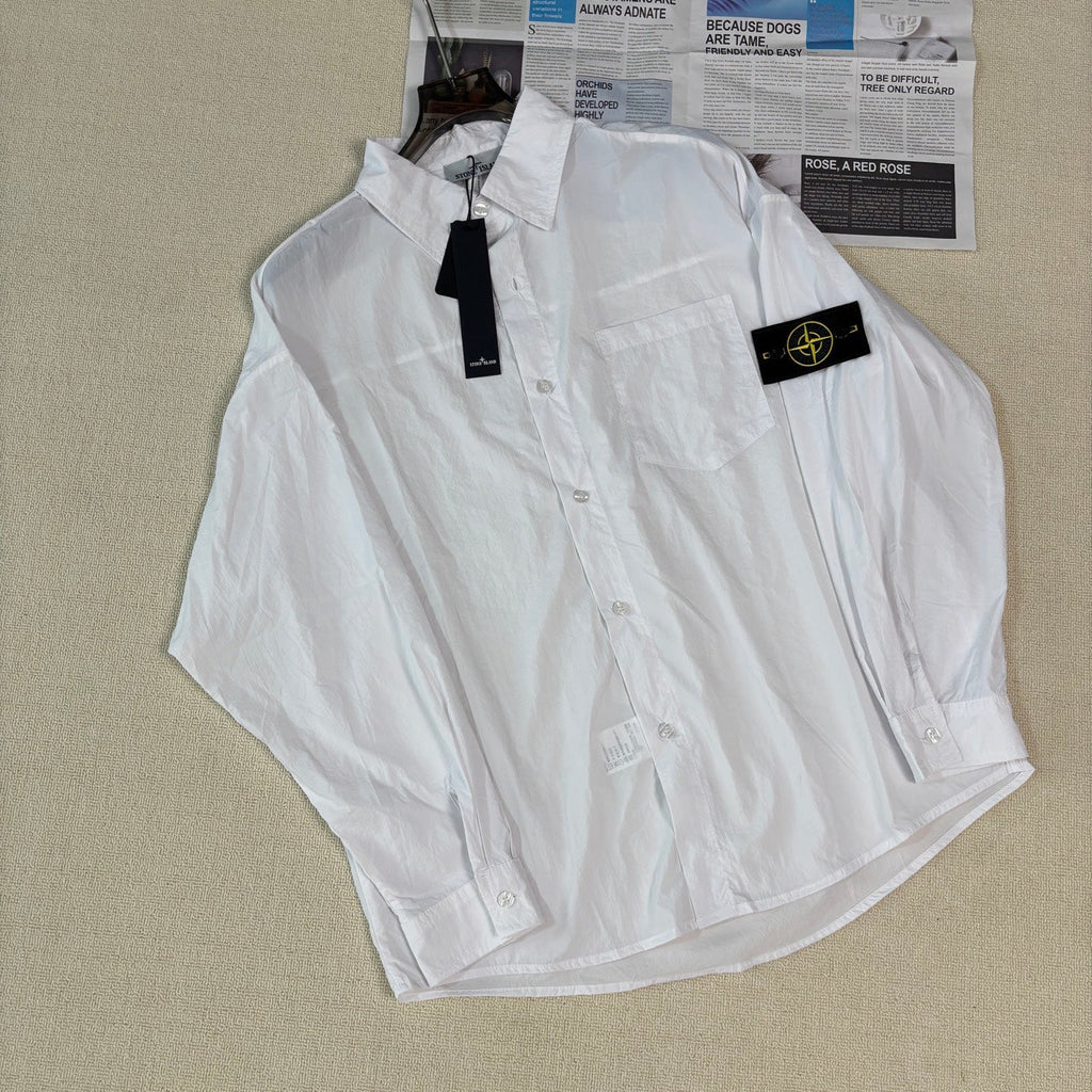 Stone Island Lightweight Sun-Protection Overshirt with Compass Badge Sleeve Patch