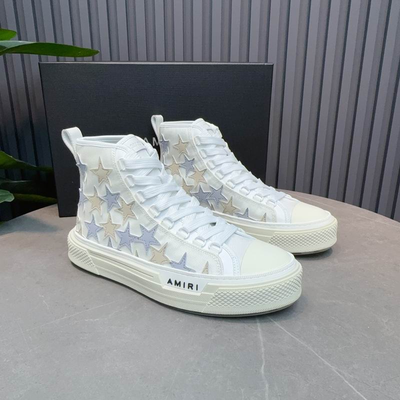 AMIRI Stars Court Hi Sneaker – White/White