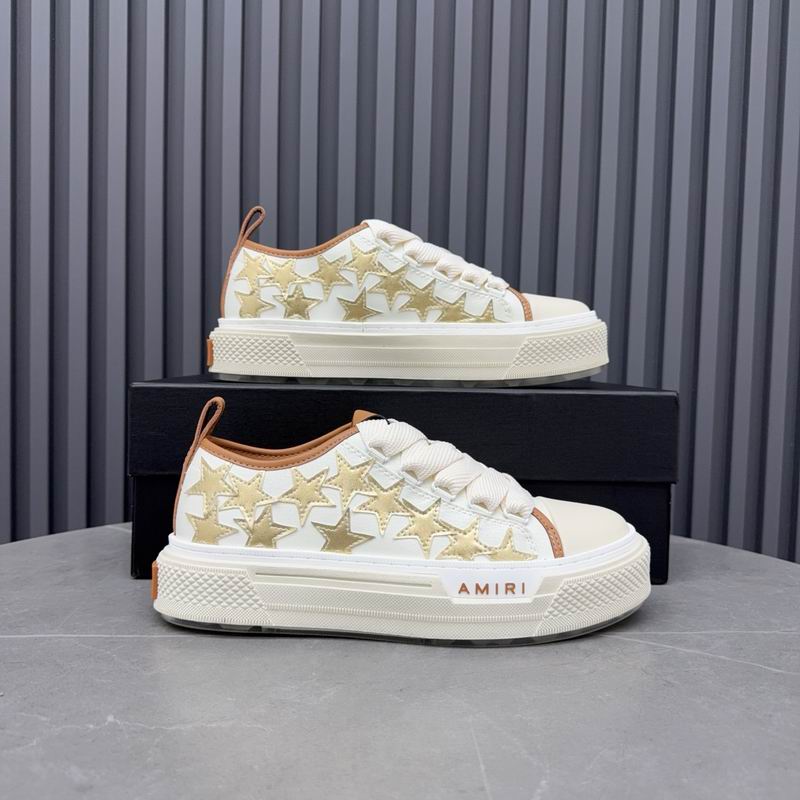 AMIRI Stars Court Low Sneaker – White / Tan & Gold