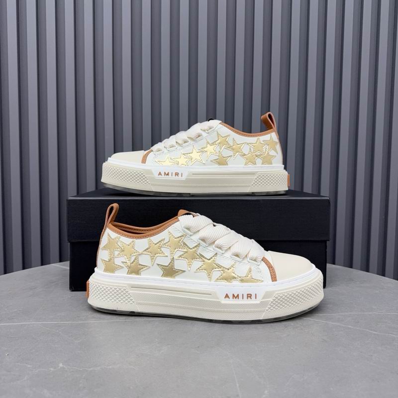 AMIRI Stars Court Low Sneaker – White / Tan & Gold