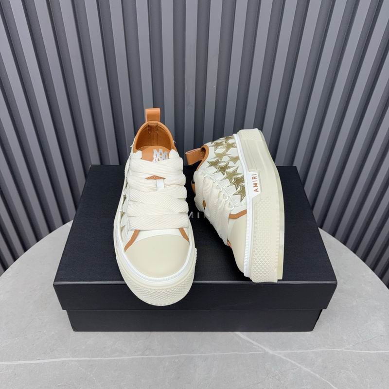 AMIRI Stars Court Low Sneaker – White / Tan & Gold