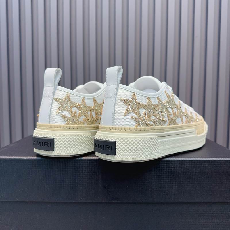 AMIRI Stars Court Low Sneaker – White / Gold Glitter