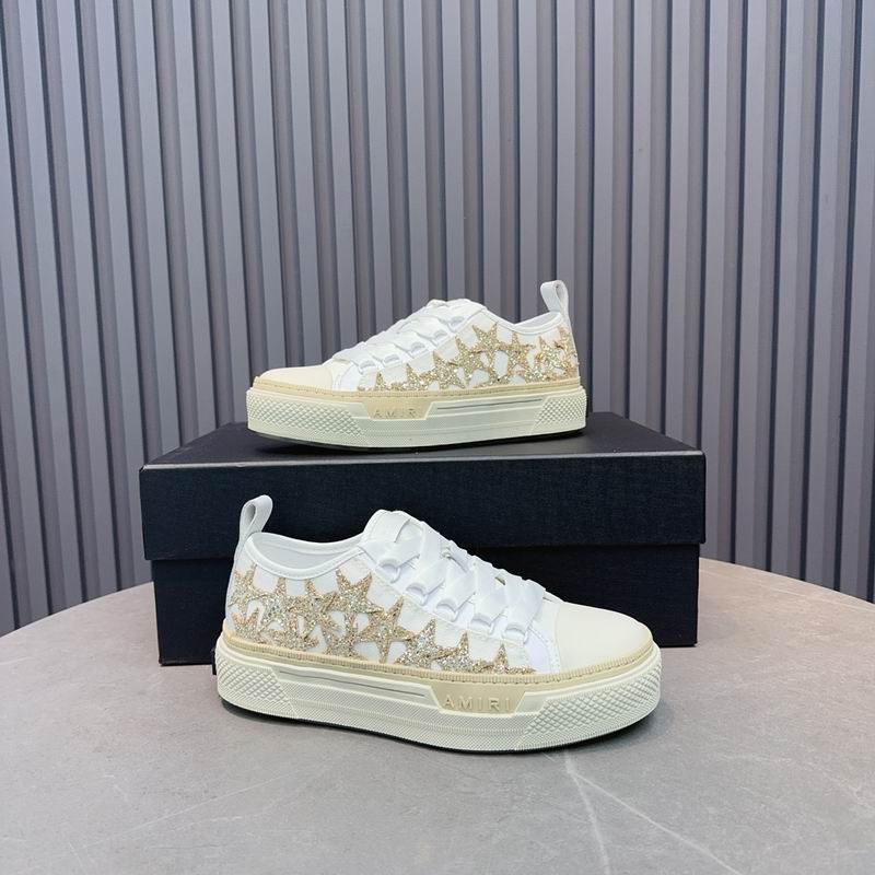 AMIRI Stars Court Low Sneaker – White / Gold Glitter