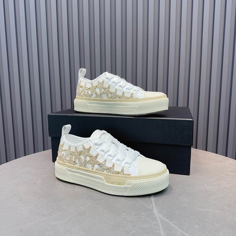 AMIRI Stars Court Low Sneaker – White / Gold Glitter