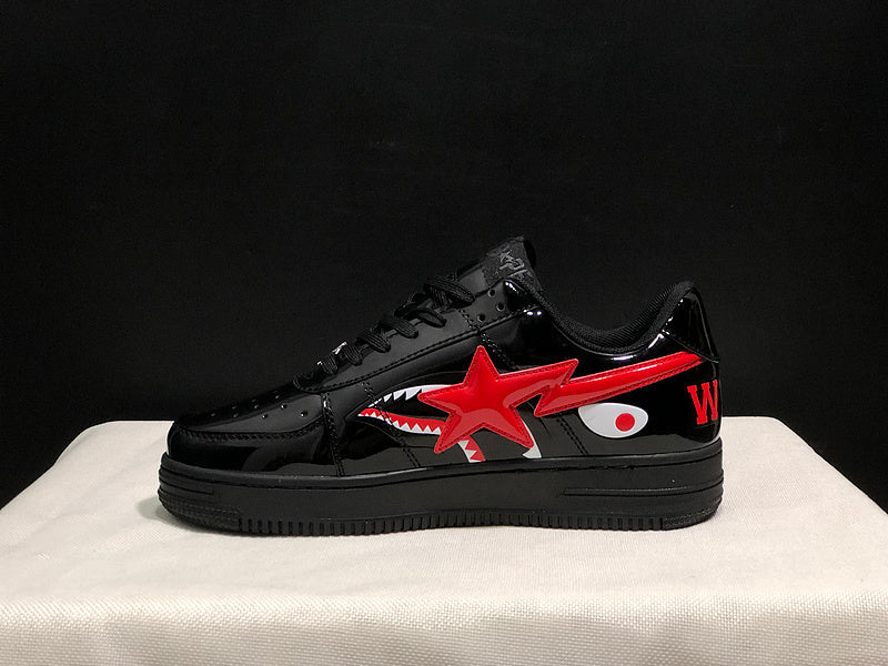 BAPE STA Low Shark – Black Patent / Red