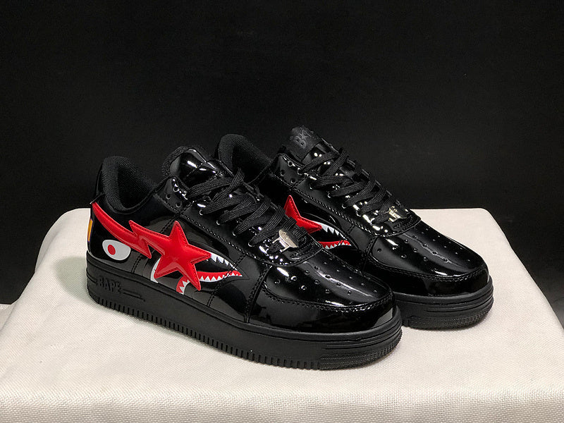 BAPE STA Low Shark – Black Patent / Red