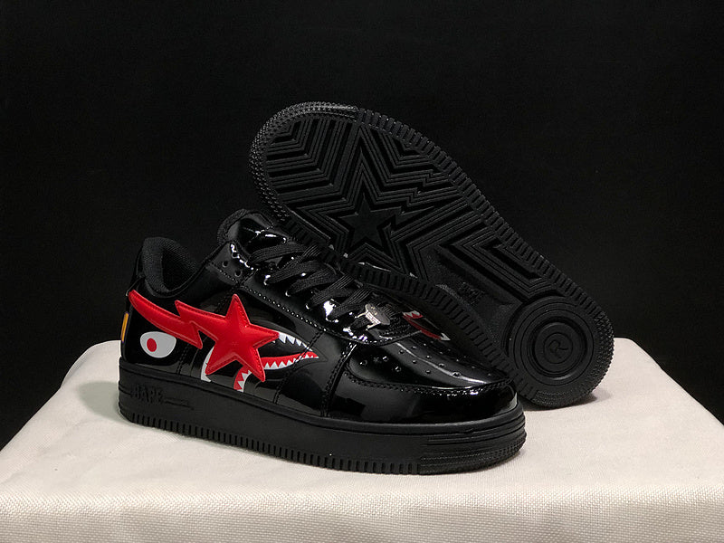 BAPE STA Low Shark – Black Patent / Red