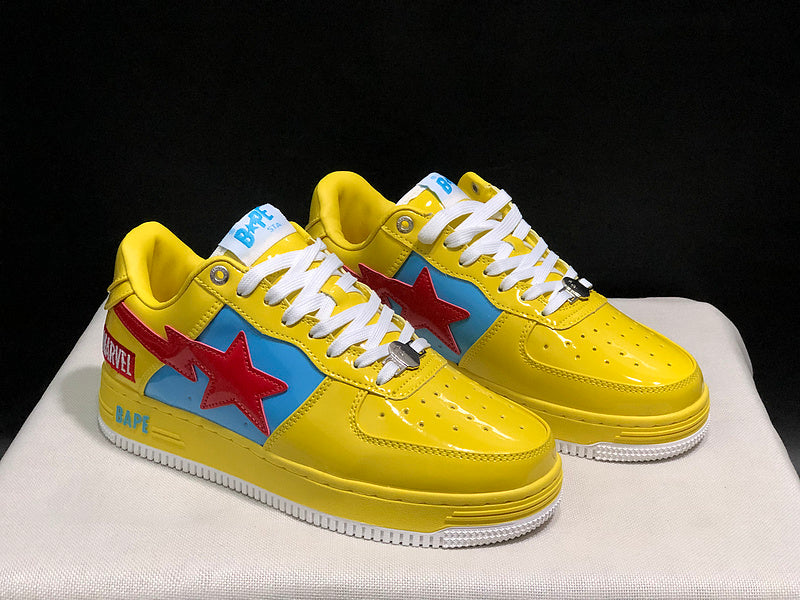 BAPE × Marvel Bapesta Low Sneaker – Yellow / Blue / Red