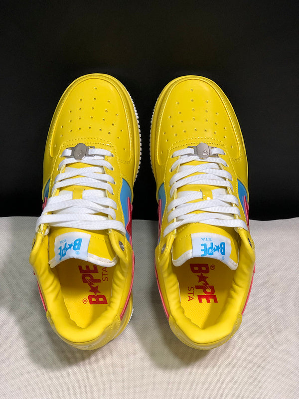 BAPE × Marvel Bapesta Low Sneaker – Yellow / Blue / Red