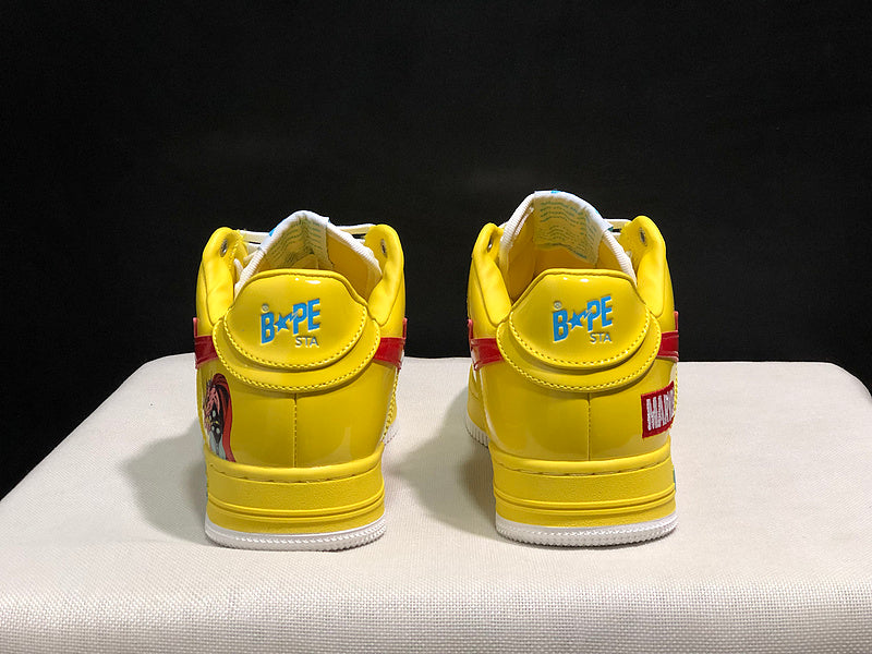 BAPE × Marvel Bapesta Low Sneaker – Yellow / Blue / Red
