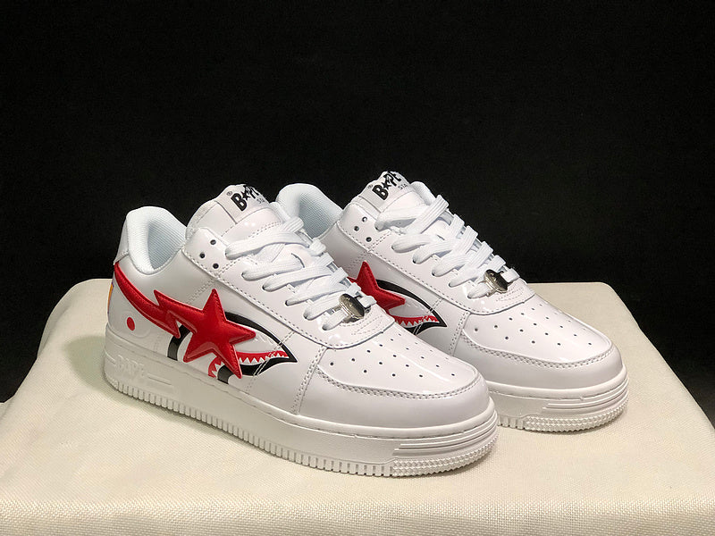 BAPE STA Low Shark – White / Red