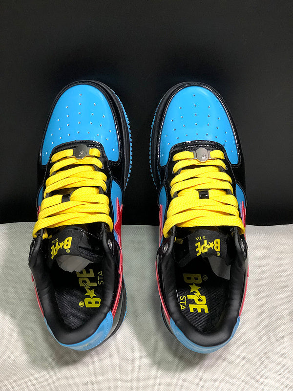 BAPE STA Low × Marvel – Black Patent / Blue / Red