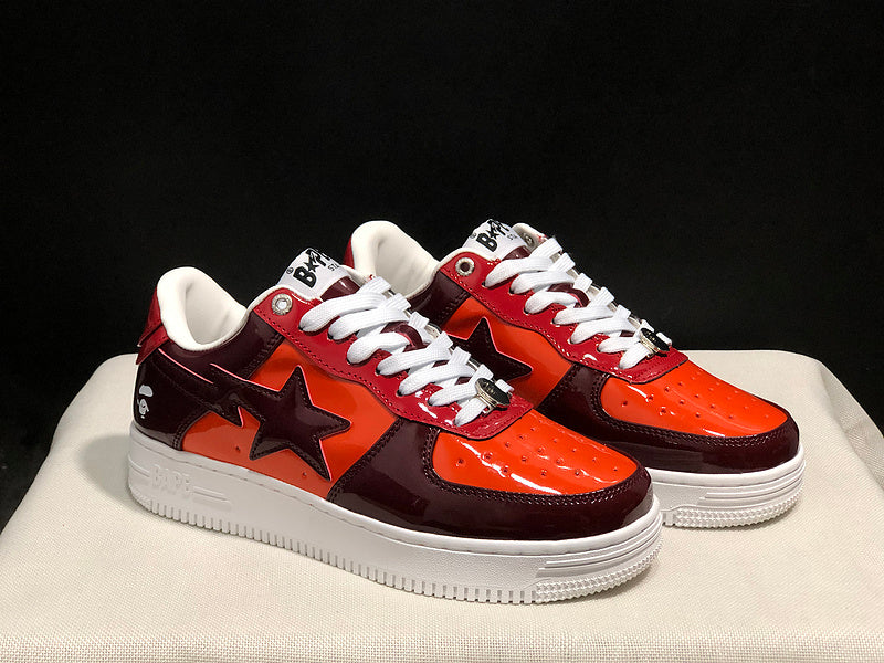 BAPE STA Low – Burgundy / Orange Patent