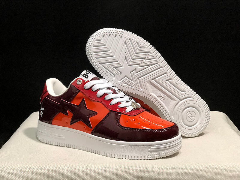 BAPE STA Low – Burgundy / Orange Patent