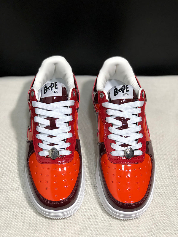 BAPE STA Low – Burgundy / Orange Patent