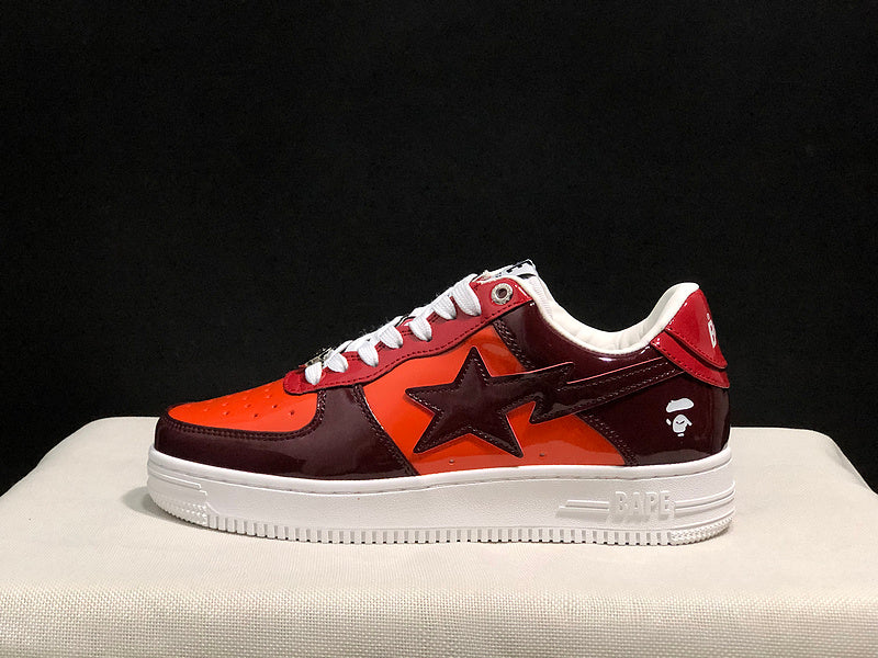 BAPE STA Low – Burgundy / Orange Patent