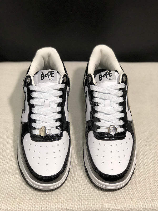 BAPE STA Low – Black / White | Patent Leather | EU 36–45