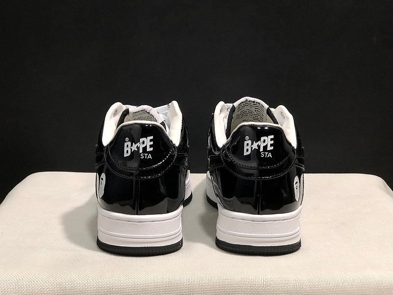 BAPE STA Low – Black / White | Patent Leather | EU 36–45