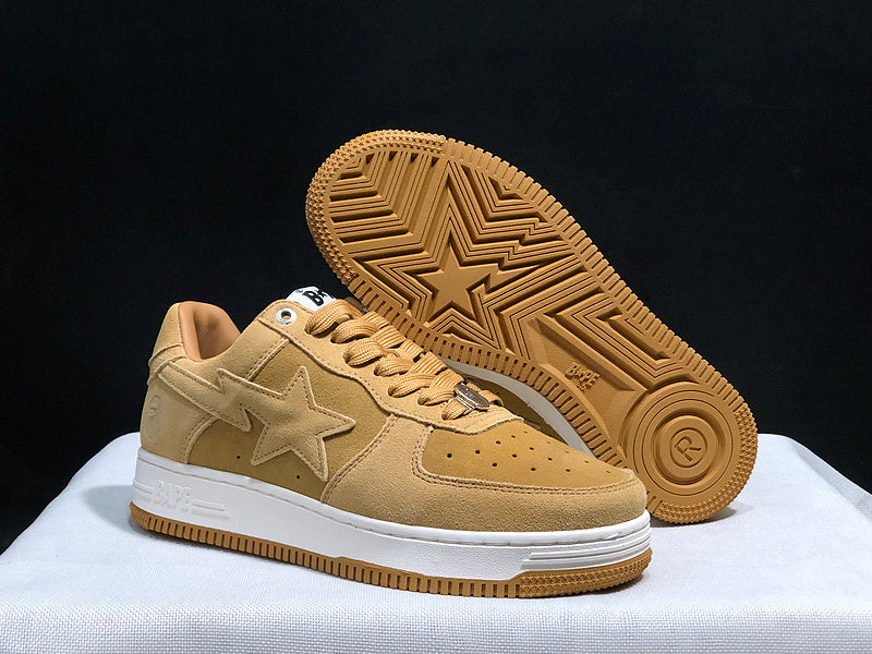 BAPE STA Low – Wheat | Tonal Suede | EU 36–45