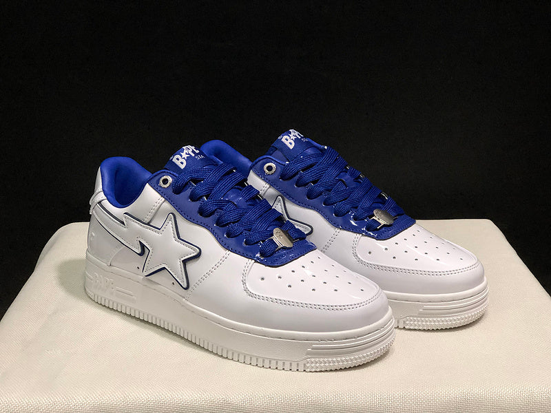 BAPE STA Low – White / Royal Blue | Patent Leather | EU 36–45