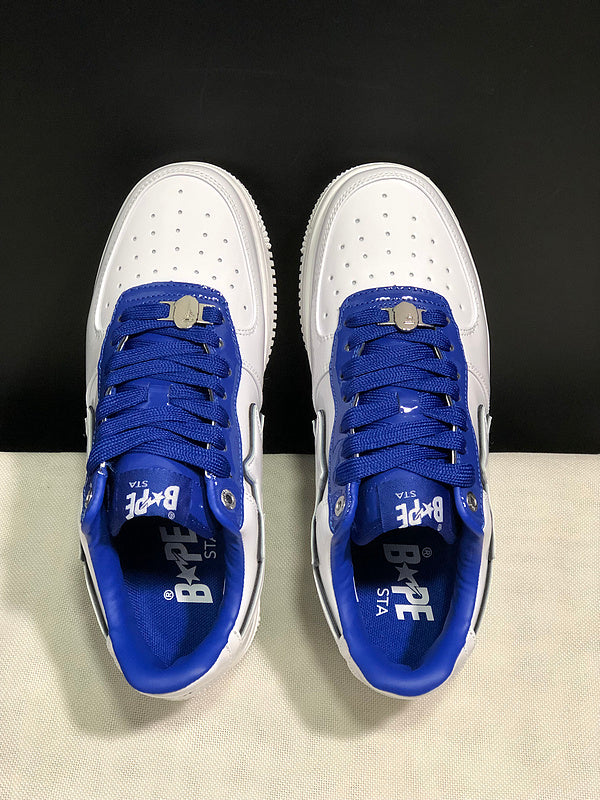 BAPE STA Low – White / Royal Blue | Patent Leather | EU 36–45