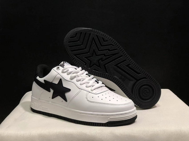 BAPE STA Low – White / Black | Smooth Leather & Suede | EU 36–45