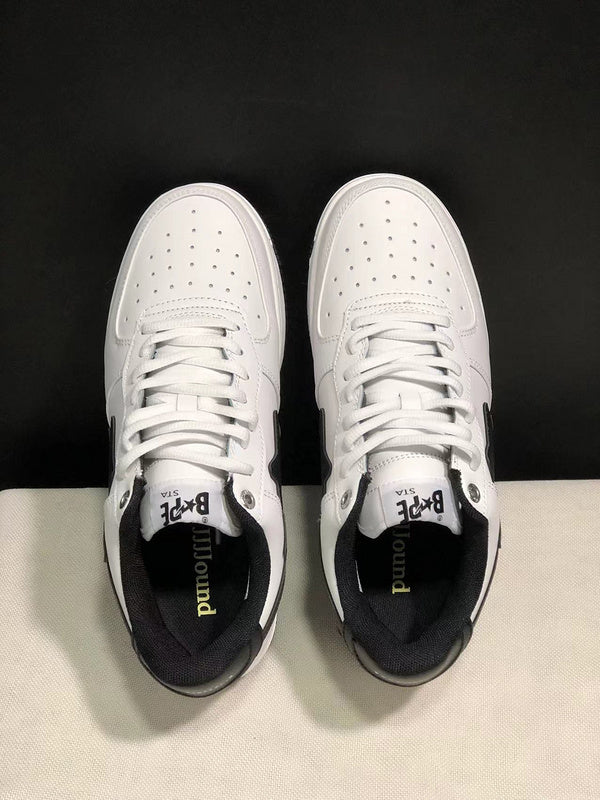 BAPE STA Low – White / Black | Smooth Leather & Suede | EU 36–45