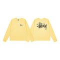 Stussy Yellow Signature Script Waffle Knit Long Sleeve Tee