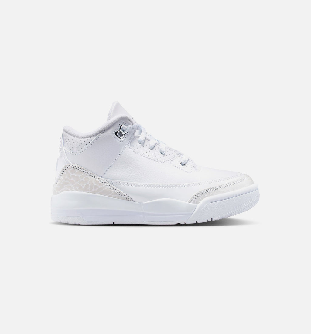 Air Jordan 3 Retro White and Silver | Preschool Lifestyle Shoe | White/Metallic Silver