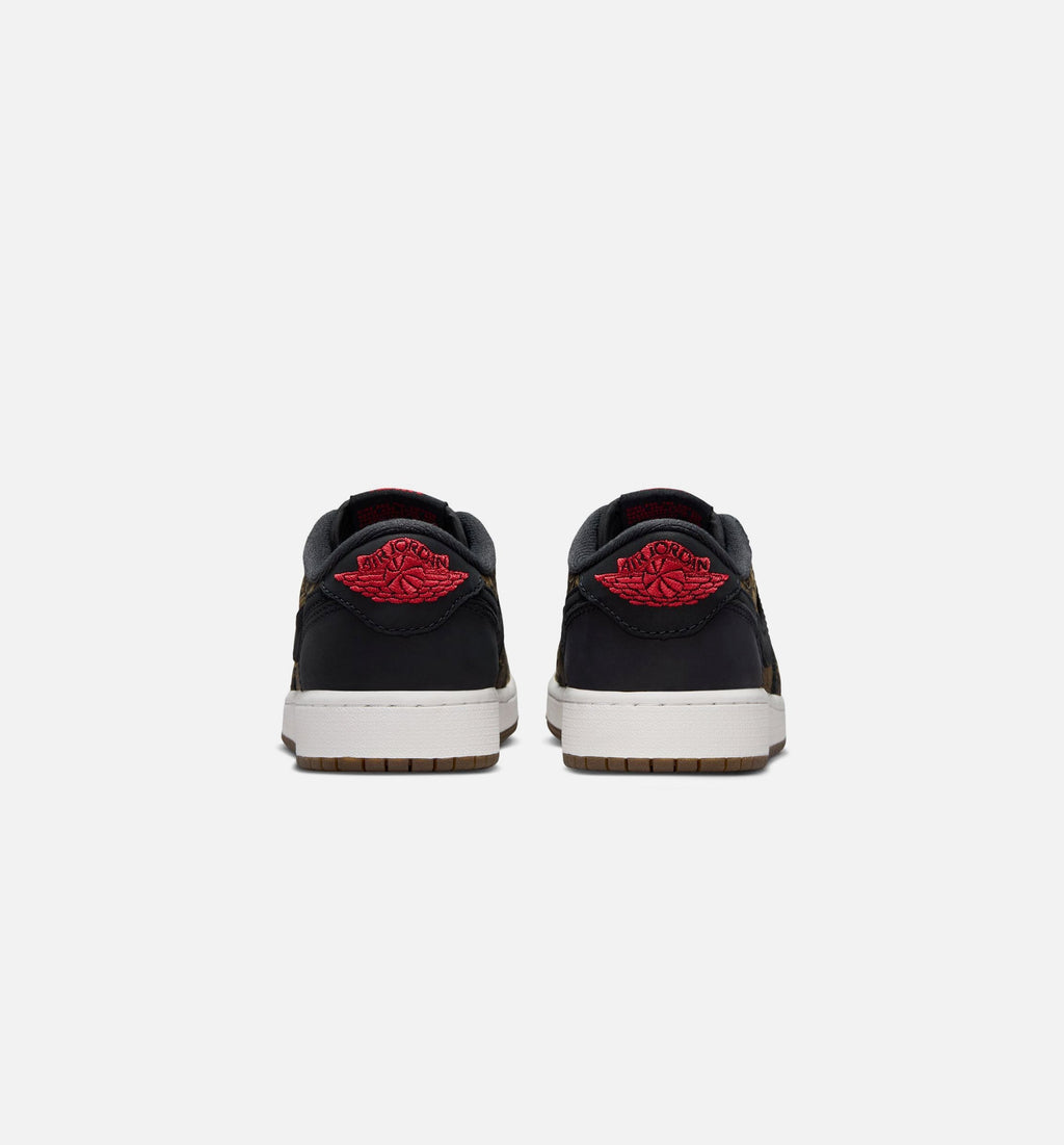 Air Jordan 1 Retro Low OG Laser Black and Varsity Red Grade School Lifestyle Shoe