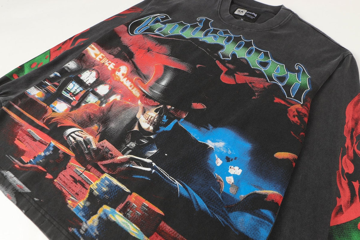 Godspeed Washed Black Casino Skull Long-Sleeve T-Shirt