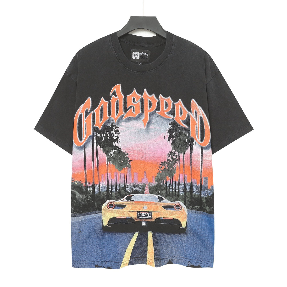 Godspeed Washed Black Racing Car Graphic T-Shirt