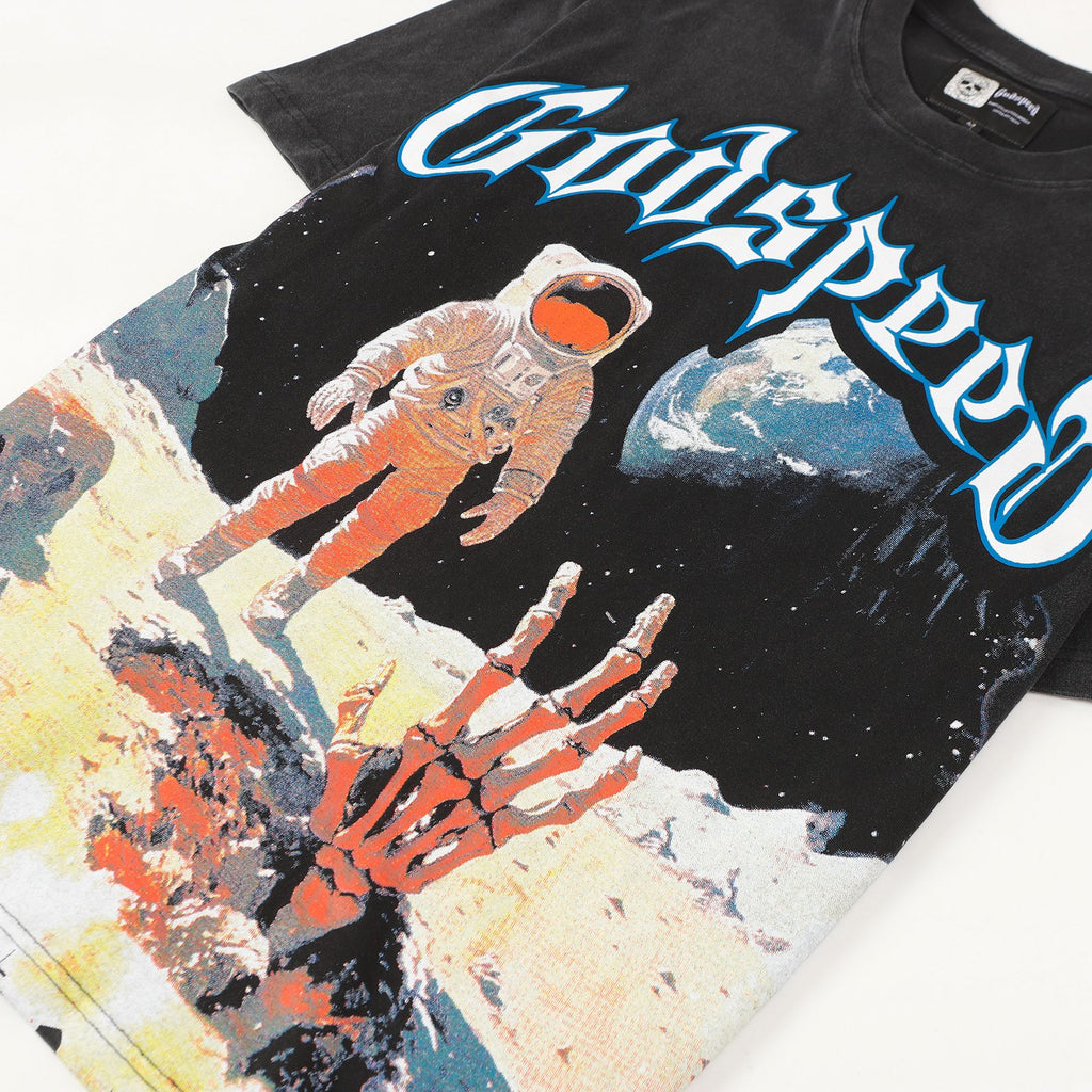Godspeed Astronaut Back Print Washed Graphic T-Shirt