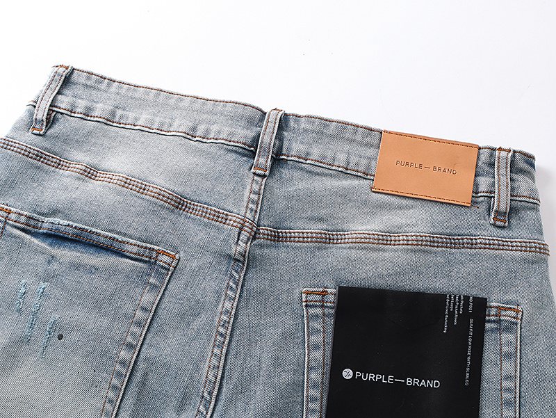 Purple Brand Light Blue Distressed Denim Shorts