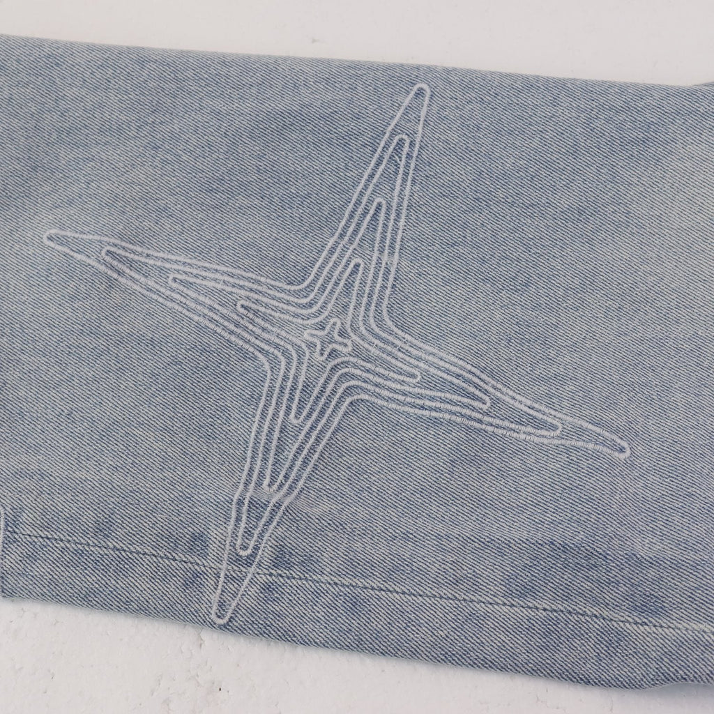 Purple Brand Star Embroidered Washed Jeans